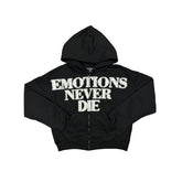 Mixed Emotion Black ‘End’ Rhinestone hoodie