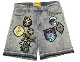 Godspeed Patchwork Denim Shorts Blue