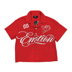 Mixed Emotion Red Signature Button Up