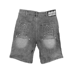 Mixed Emotion 'Paisley' Denim Black Shorts ('Old School' Black Shorts)