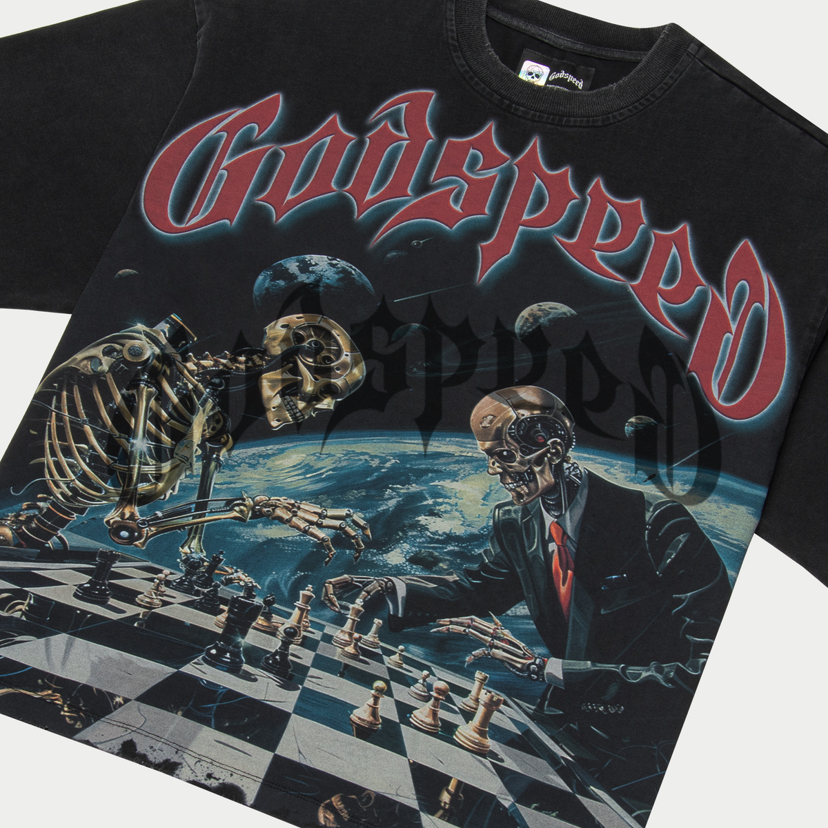 Godspeed "Checkmate" Black Wash Tee