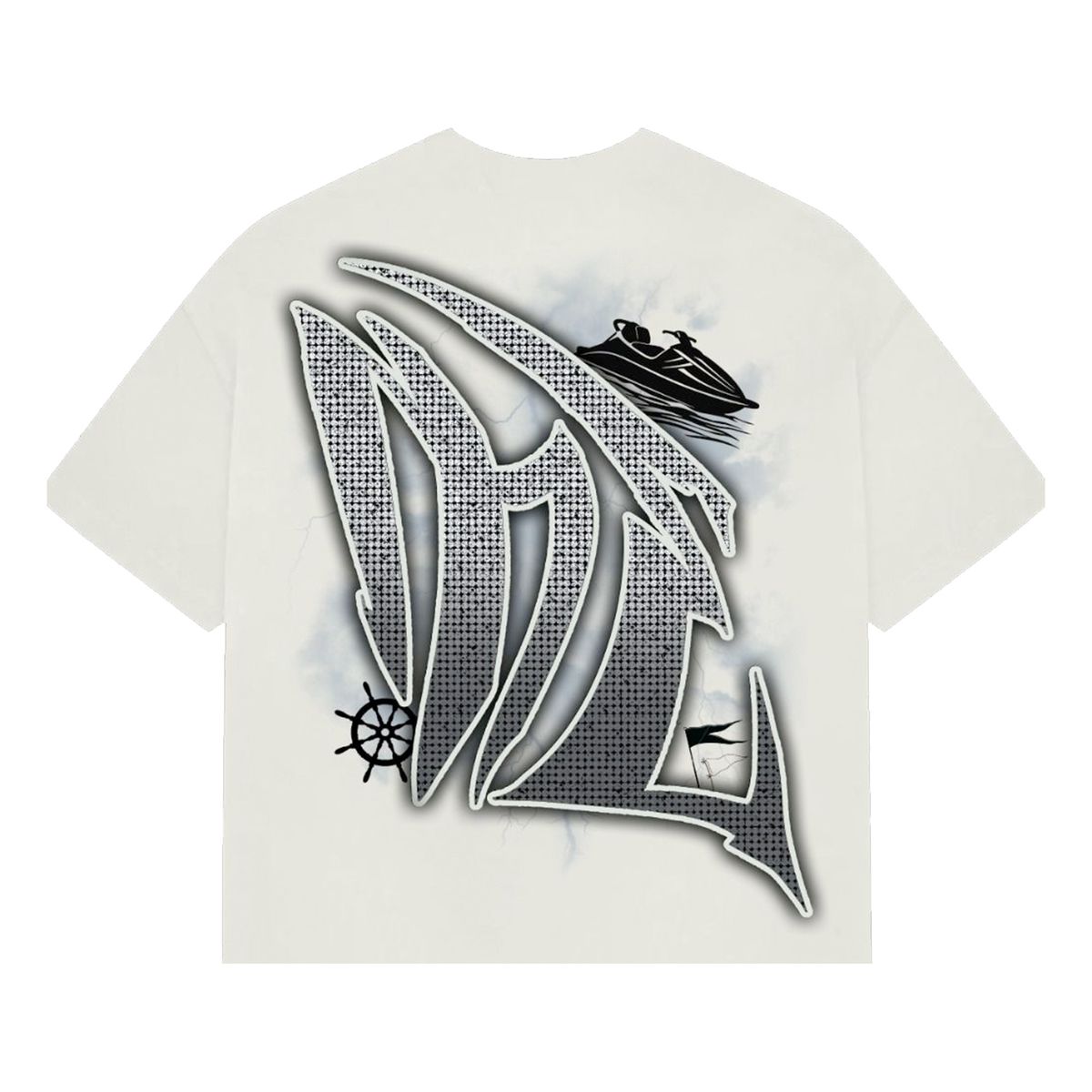 Mixed Emotion Cream Jetski Rhinestone Tee