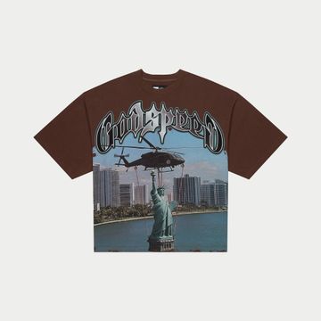 Godspeed JFK to MIA Mocha Wash Tee