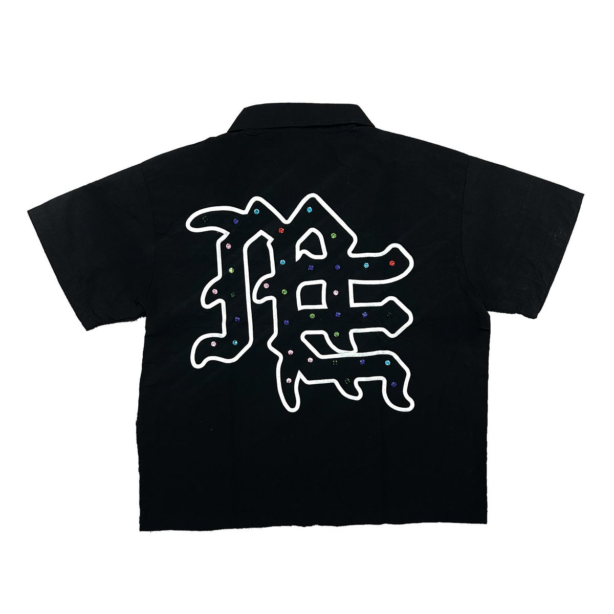 ME Rhinestone Nylon Zip Up Shirt