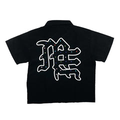 ME Rhinestone Nylon Zip Up Shirt
