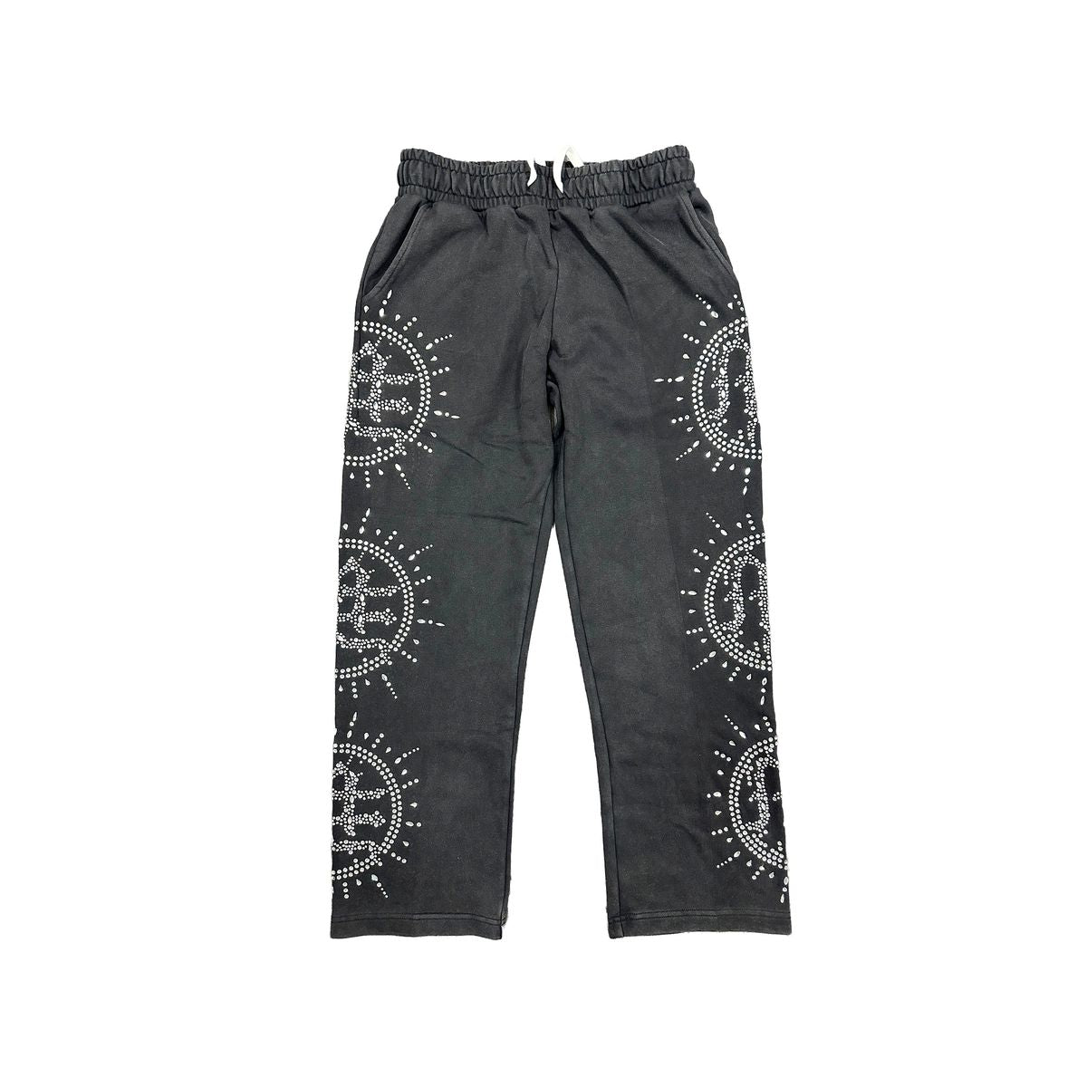 Mixed Emotion Eclipse’ Grey Acid Wash Rhinestone Sweats