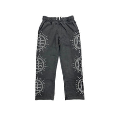 Mixed Emotion Eclipse’ Grey Acid Wash Rhinestone Sweats
