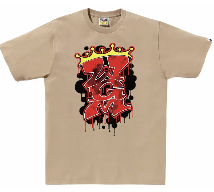 BAPE Graffiti WGM Beige Tee