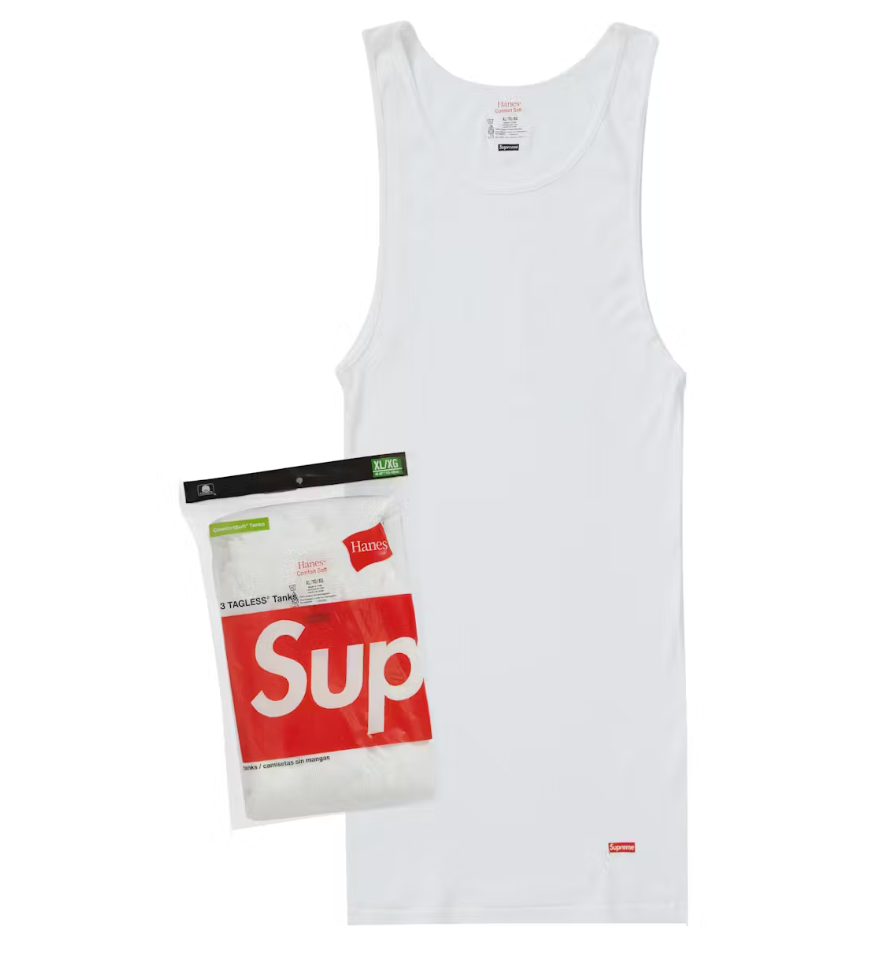 Supreme Hanes Tagless Tank Tops (3 Pack) White