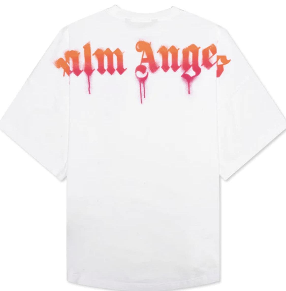 Palm Angels Sprayed Palm Logo Over Tee White/Fuchsia Pre-Owned