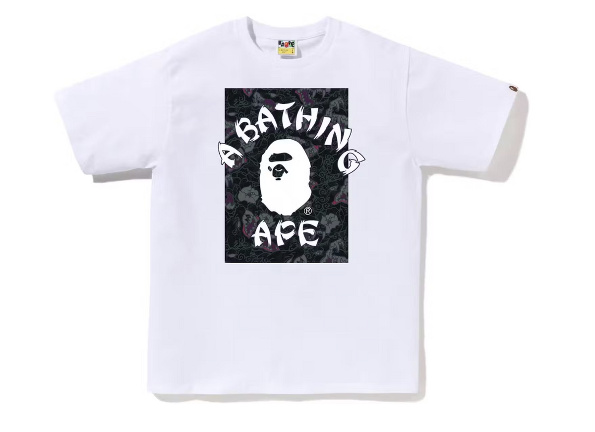 BAPE Japanese Tattoo Camo On College Tee White/Black