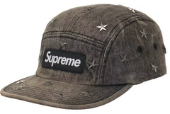 Supreme Stars Studded Denim Camp Cap Washed Black Pre-Owned