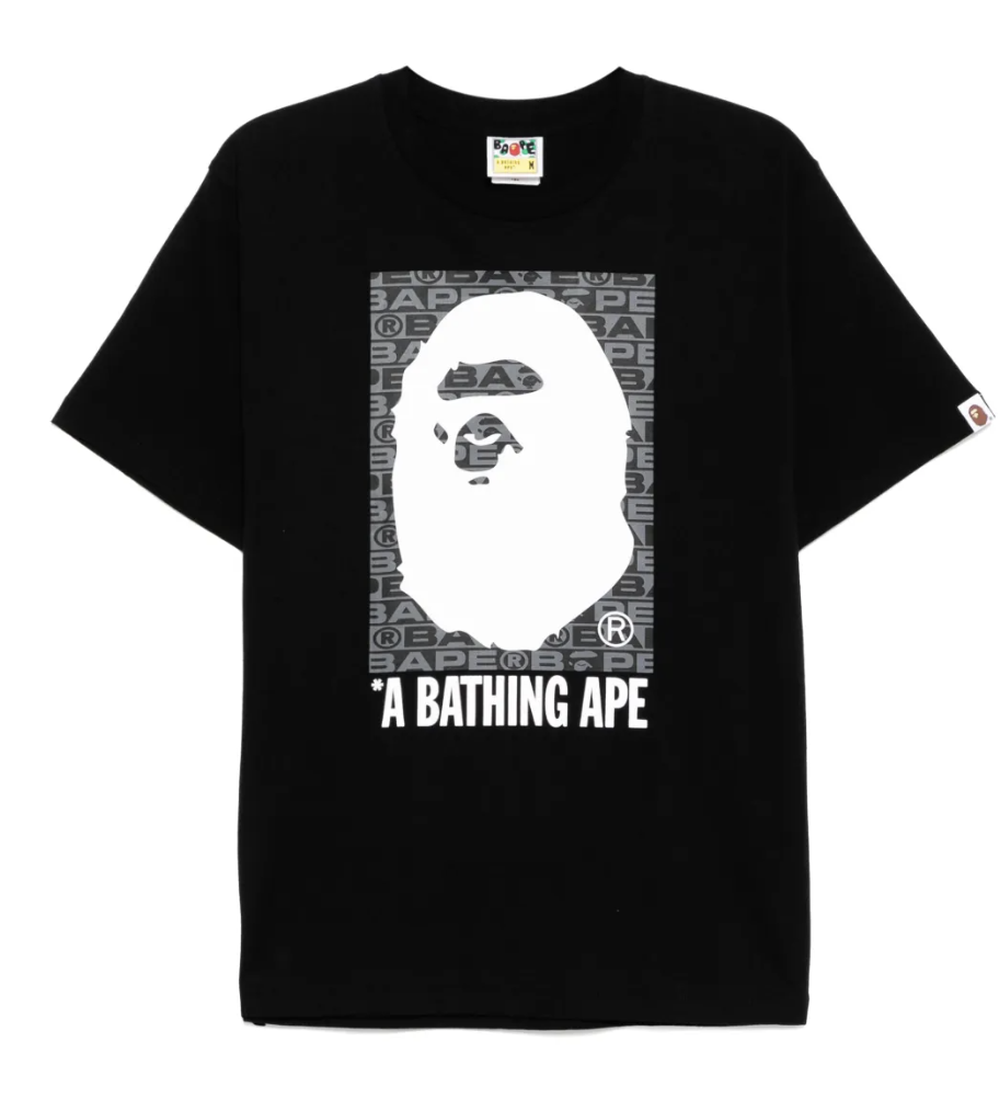 BAPE Black Lux Sport Pattern Box Ape Head Tee