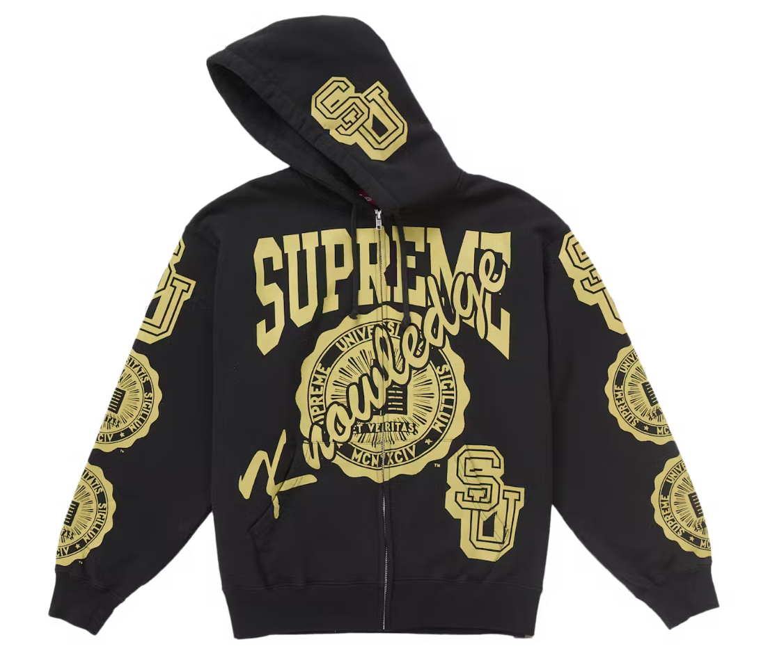 Supreme Knowledge Reigns Zip Up Hooded Sweatshirt Black