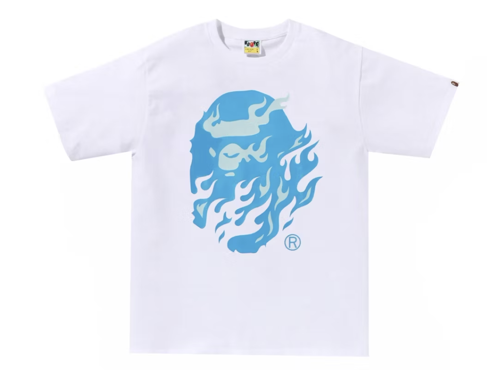 BAPE Flame Ape Head Tee White/Blue