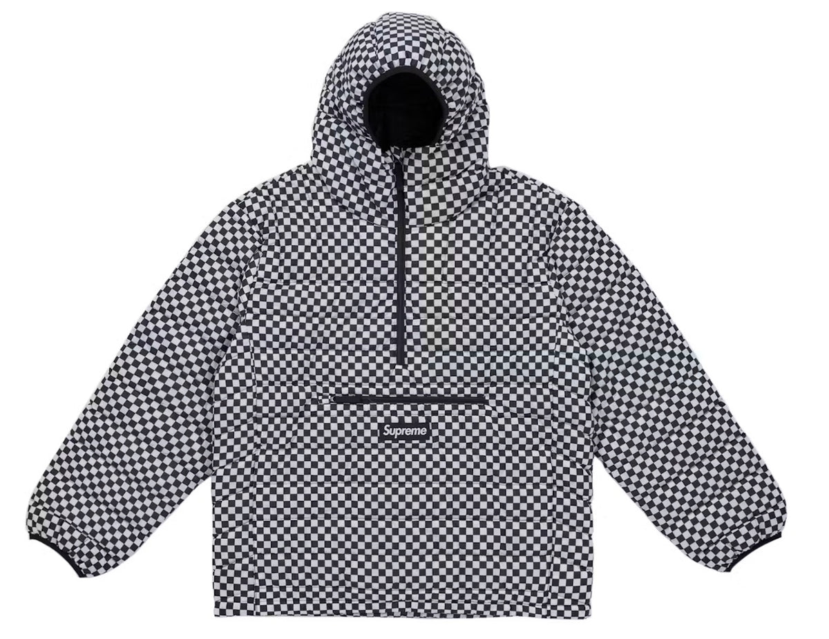 Supreme Micro Down Half Zip Hooded Pullover FW26 White Checkerboard