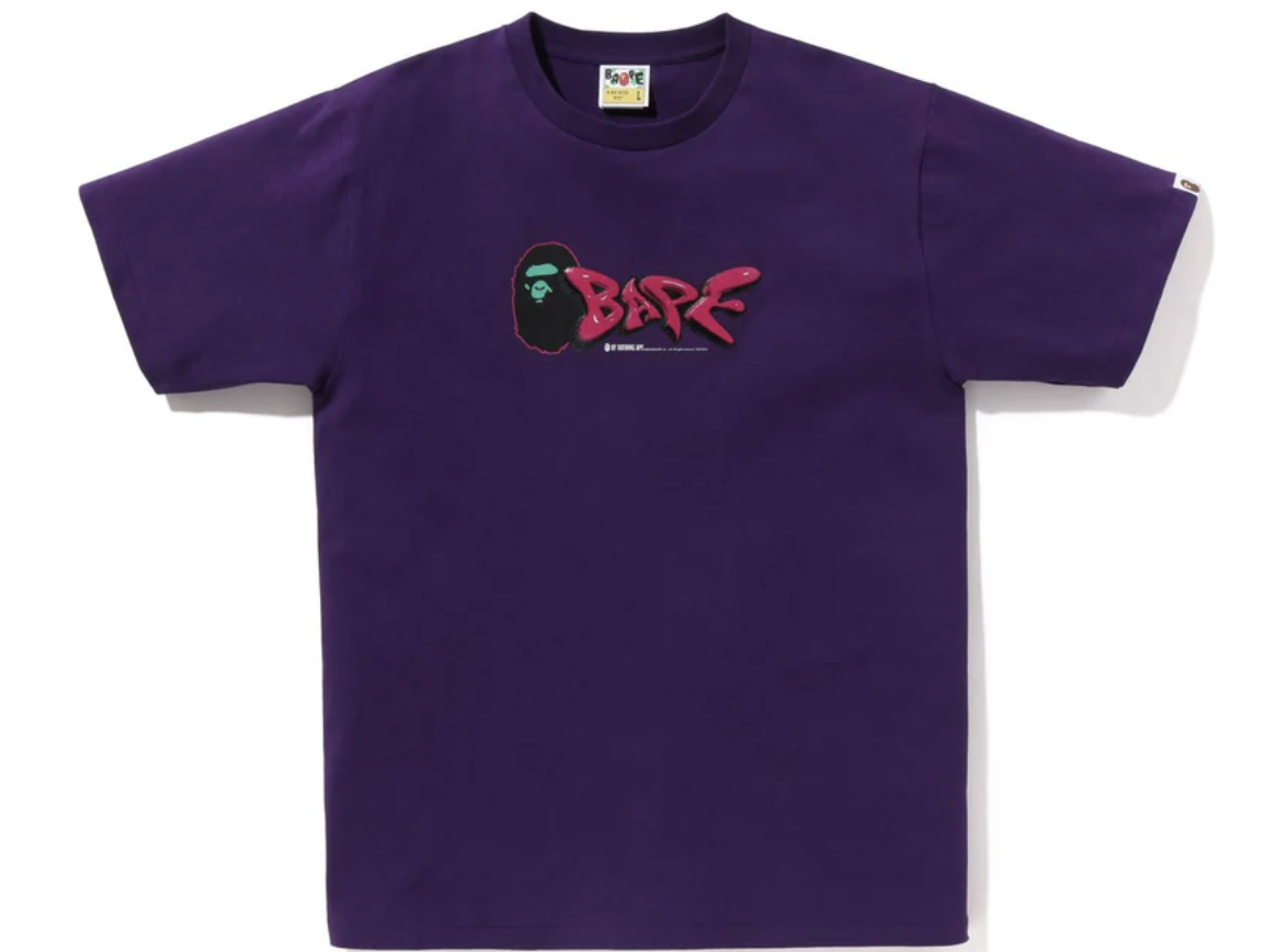 BAPE 3D Logo Purple Tee