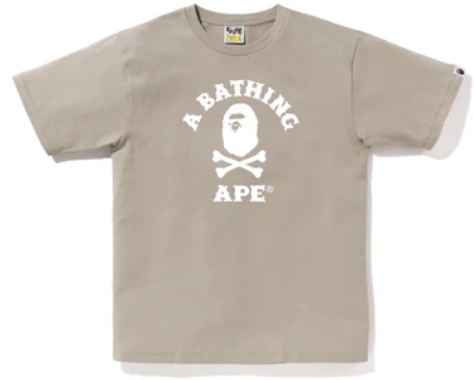 Bape Crossbone College Tee Beige