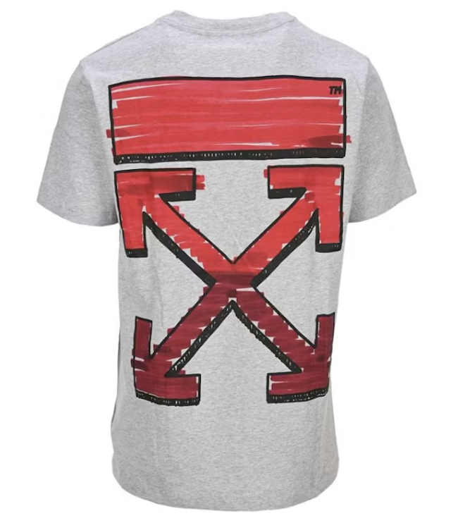 OFF-WHITE Red Marker Arrow Grey Tee Pre-Owned