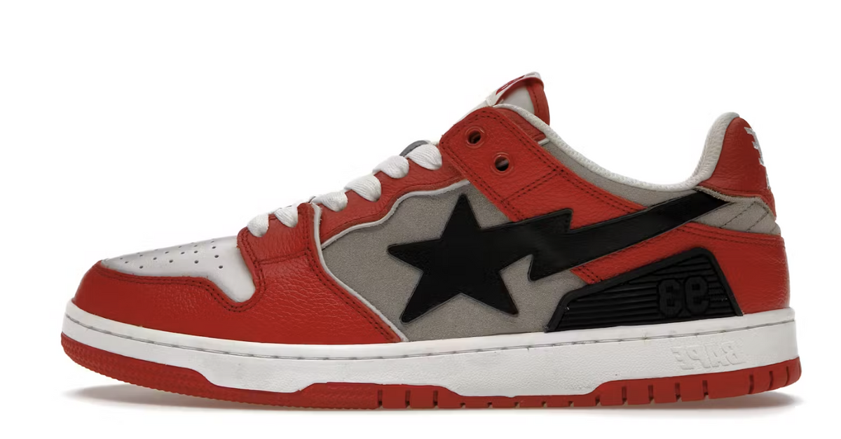 A Bathing Ape Bape SK8 Sta Red Grey Pre-Owned