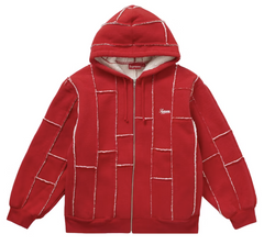 Supreme Faux Shearling Zip Up Hooded Sweatshirt Red