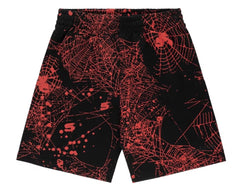 Sp5der AOP Web V2 Zip Up Sweatshort Black