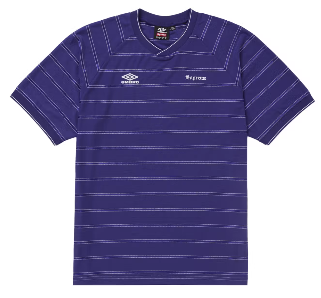 Supreme Umbro Stripe Soccer Jersey Purple