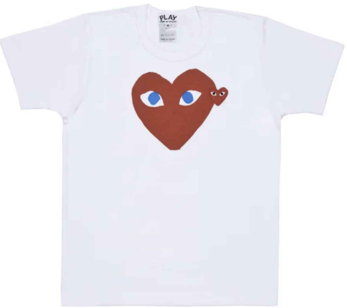 CDG PLAY Play Red Heart Blue Eyes Tee White