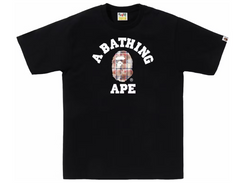 BAPE Bleach Check College Black Tee