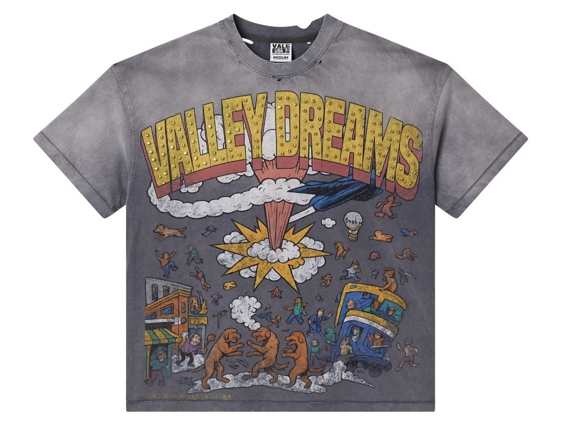 VALE FADED CHAOS BLING TEE 'GRAY'