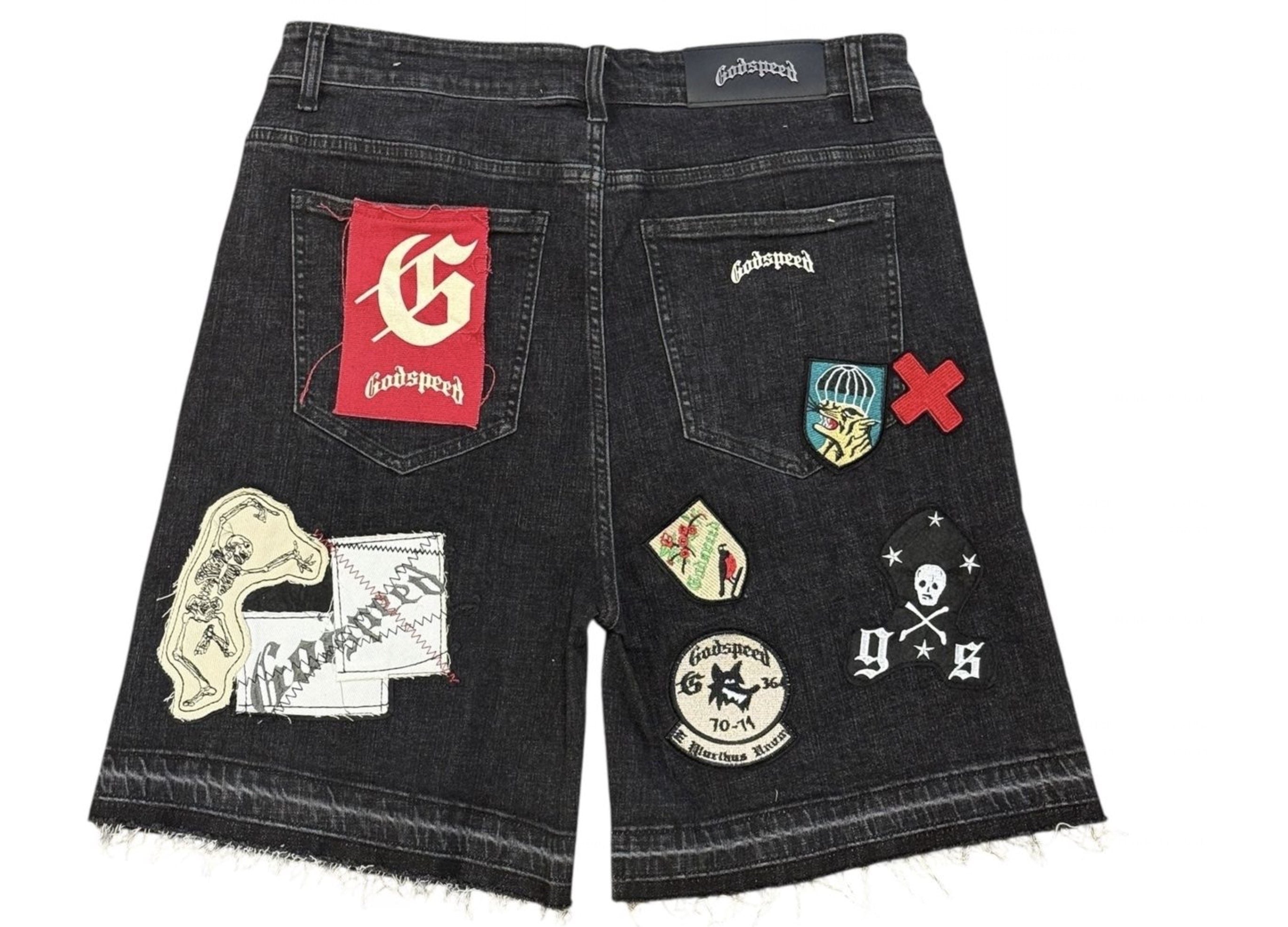 Godspeed Patchwork Denim Shorts Black