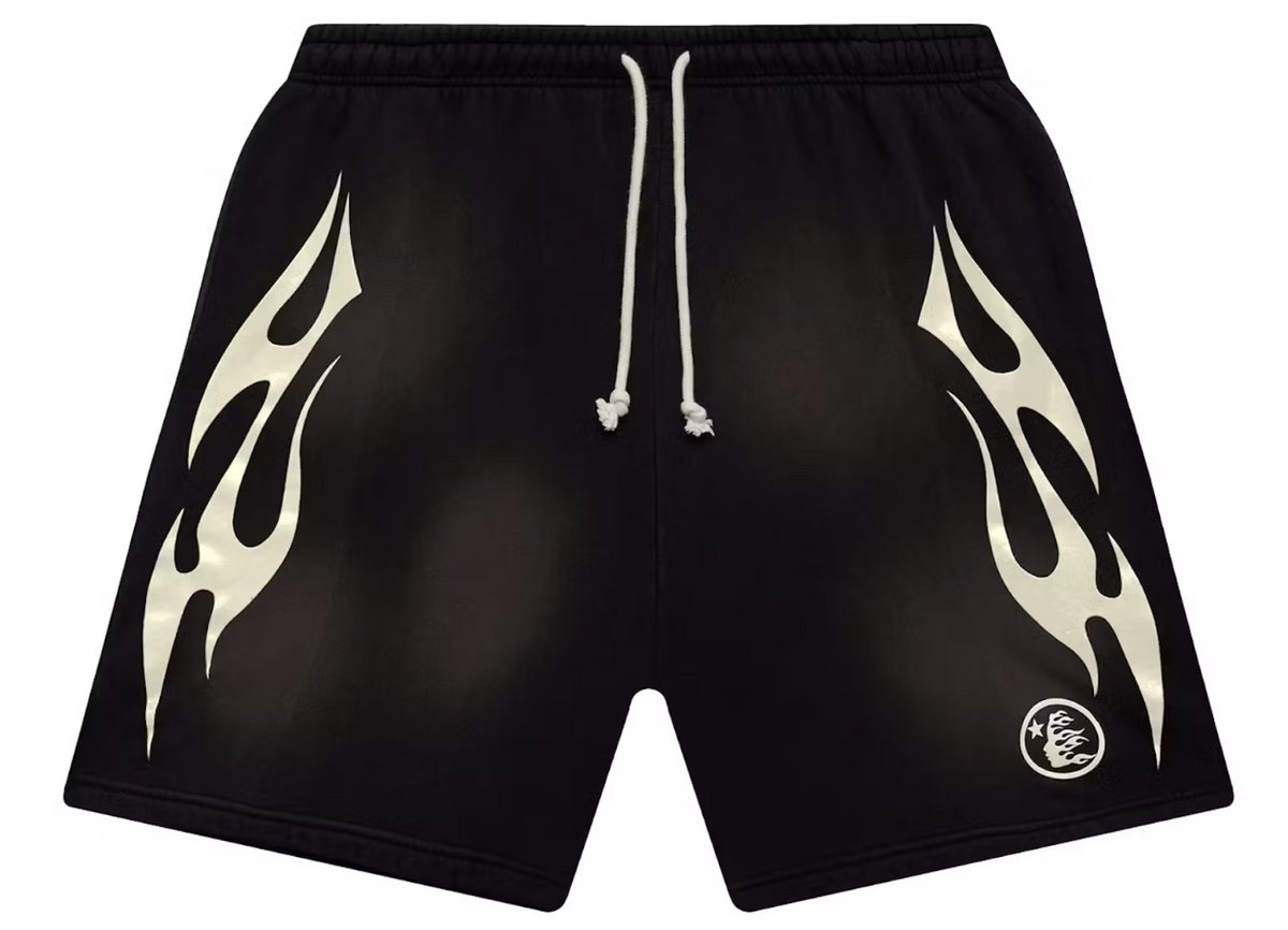 Hellstar Ying Yang BLack Flame Shorts