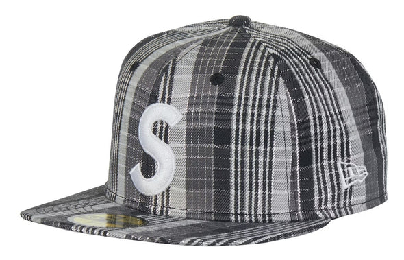 Supreme Metallic Black Plaid S Logo New Era Hat