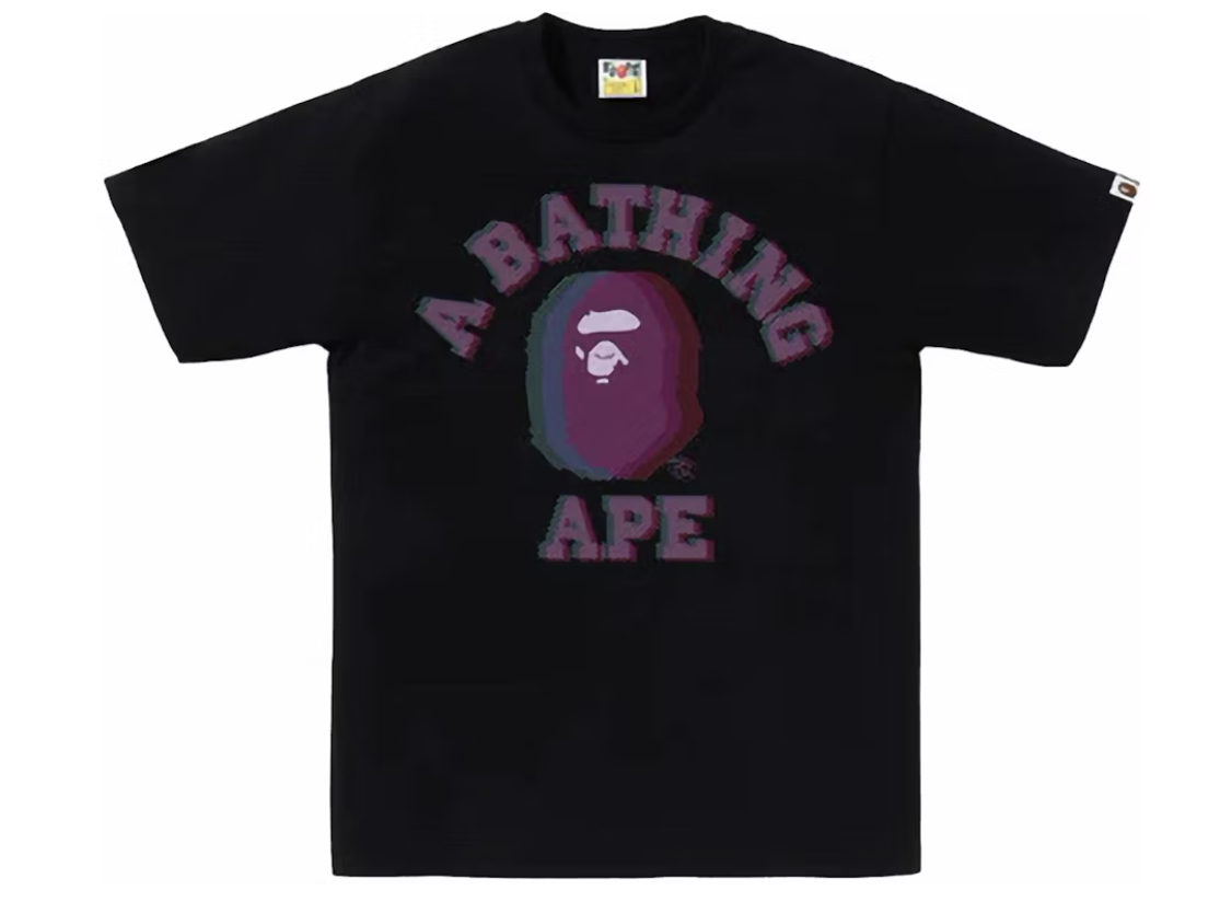 BAPE Glitch Art College Black Tee