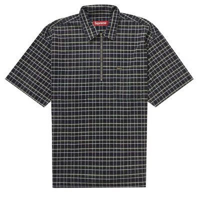 Supreme Plaid Corduroy Half Zip S/S Shirt Navy