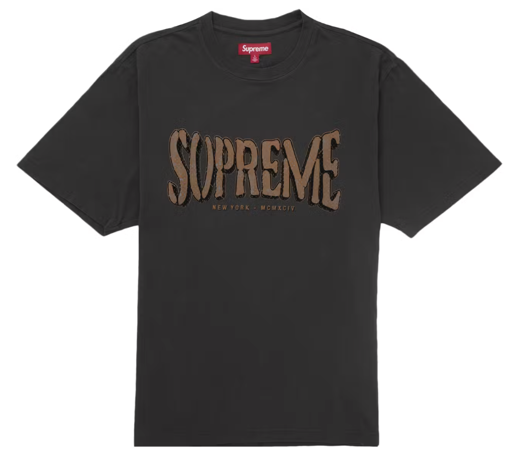 Supreme Flocked Washed S/S Top Black