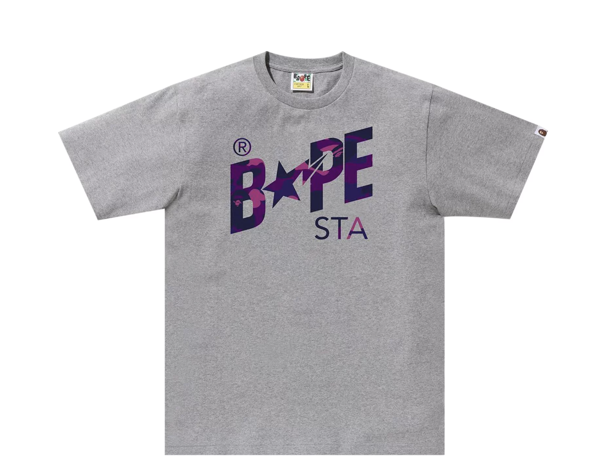 BAPE Bapesta Color Purple Camo Grey Tee