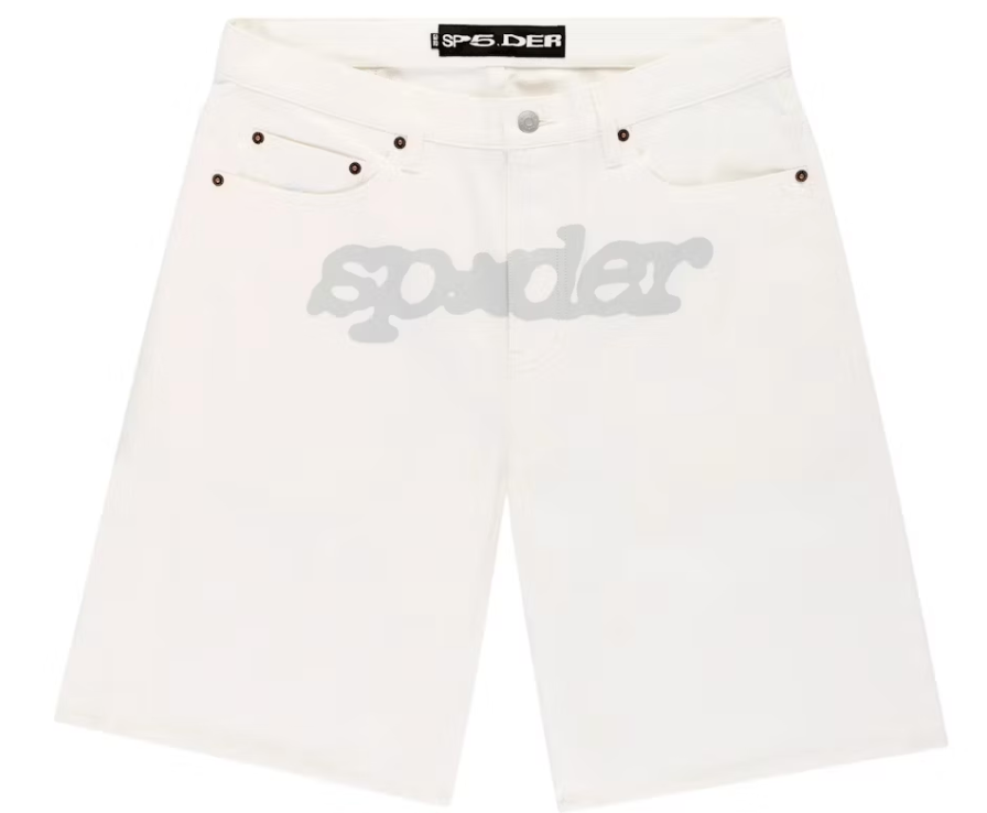 Sp5der V3 Logo Denim Short White