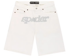 Sp5der V3 Logo Denim Short White
