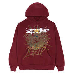 Sp5der Logo Hoodie Maroon