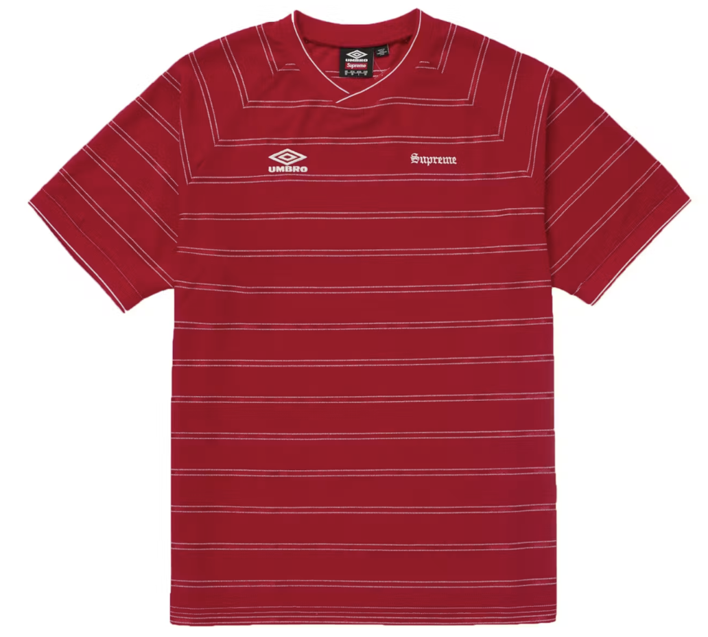 Supreme Umbro Stripe Soccer Jersey Red