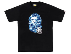 BAPE Blue ABC Camo Online Black Tee