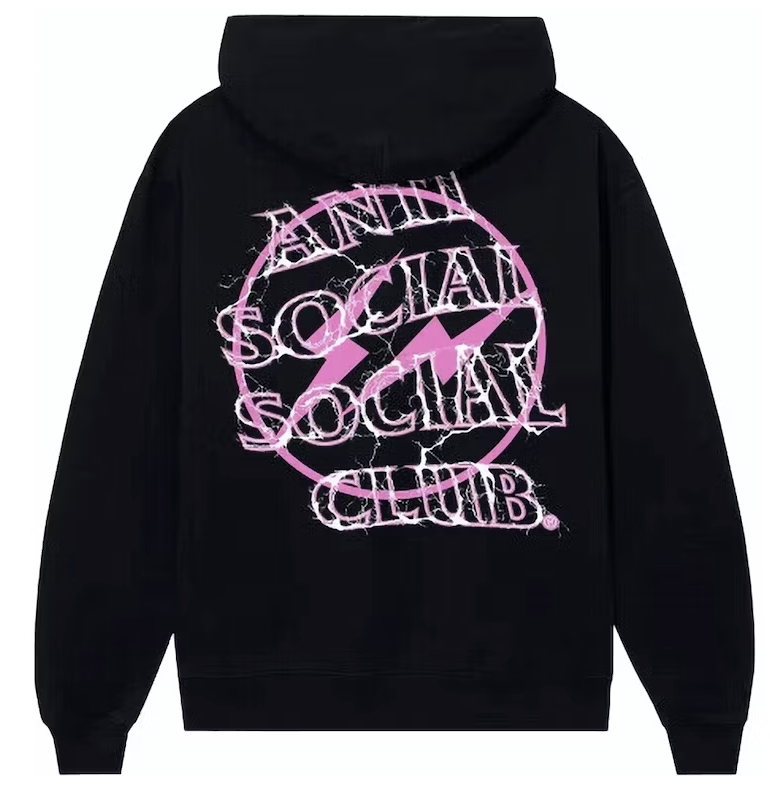 ASSC x Fragment Design Bolt Hoodie - Black/Pink