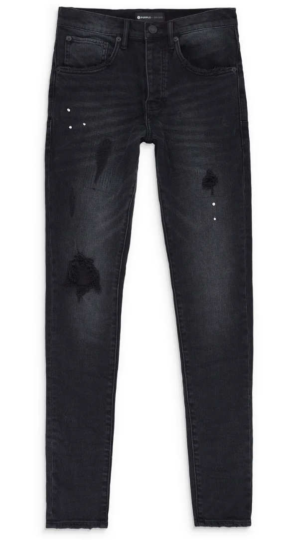 Purple Brand Midrise Tapered Leg Black Skinny Jeans