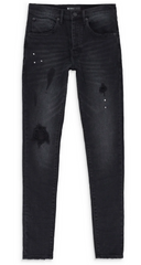 Purple Brand Midrise Tapered Leg Black Skinny Jeans