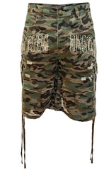 Bottega Desires Distressed Camo Cargo Shorts