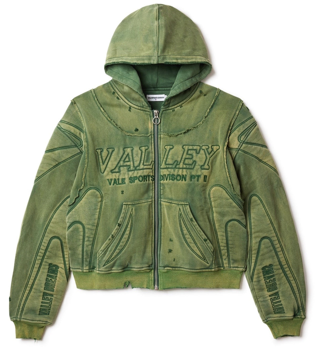 VALE GREEN ARMOR ZIP UP HOODIE