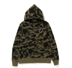 BAPE 1st Camo Ape Head Patched Full Zip Hoodie Green