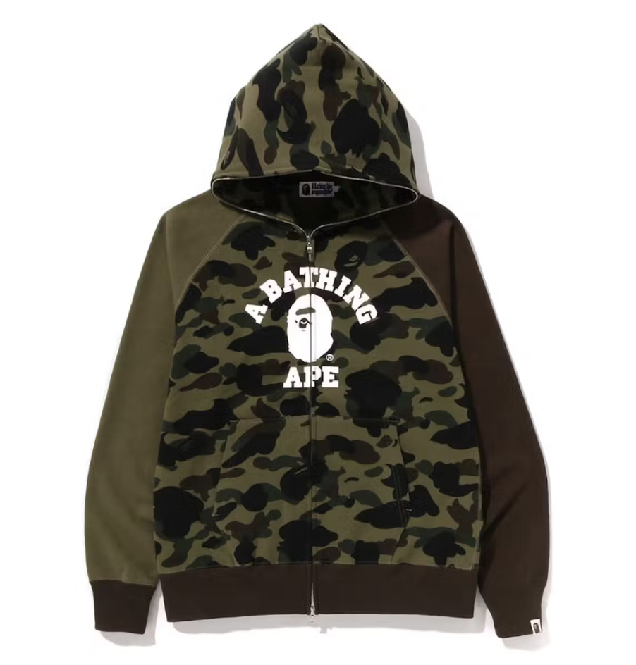 BAPE 1st Camo Crazy College Zip Up Green