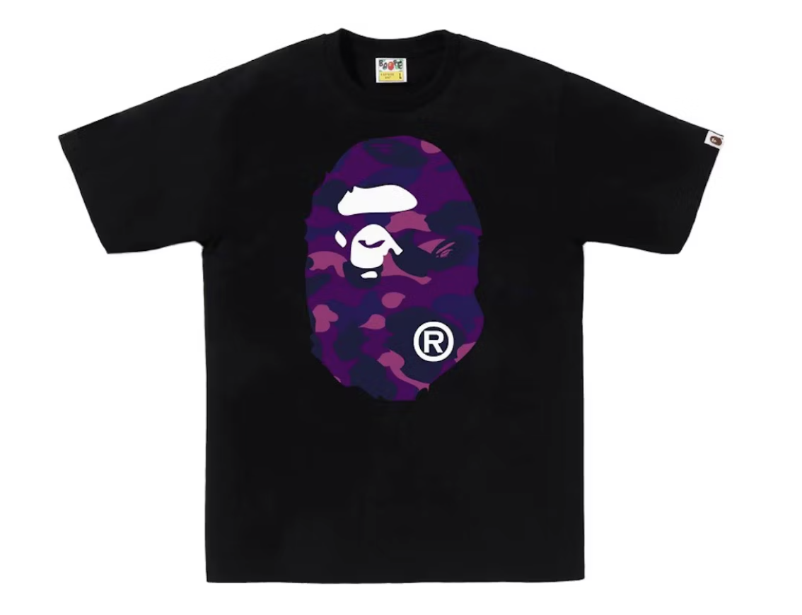 BAPE Color Camo Big Ape Head Tee Purple/Black